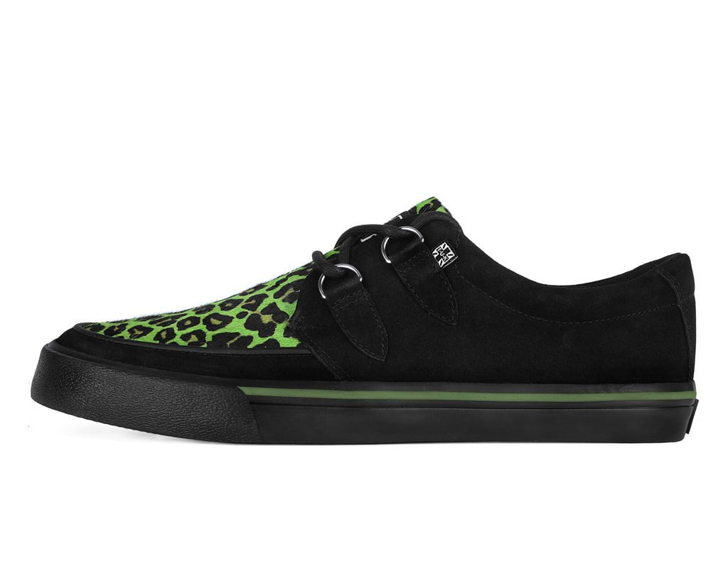 A3399 Black & Green Leopard Suede Creeper Sneaker Blackgreen T.U.K. Shoes
