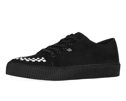 A3430 Black & White Suede Lace-Up Creeper Sneaker Black T.U.K. Shoes