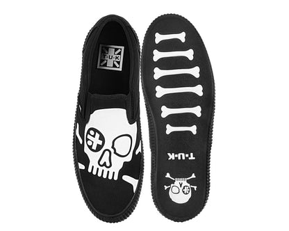 A3352 Black Skull Canvas Slip-On Sneaker Black/White T.U.K. Shoes