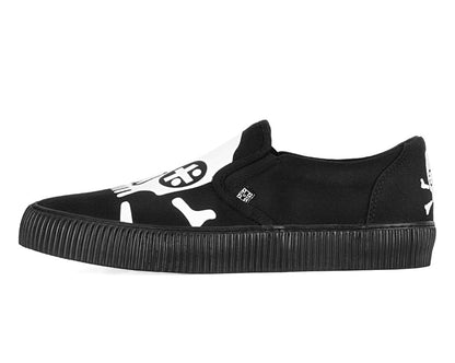 A3352 Black Skull Canvas Slip-On Sneaker Black/White T.U.K. Shoes