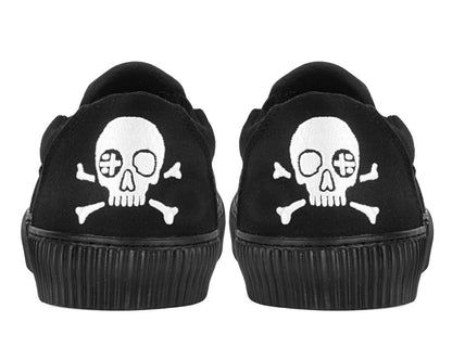 A3352 Black Skull Canvas Slip-On Sneaker Black/White T.U.K. Shoes