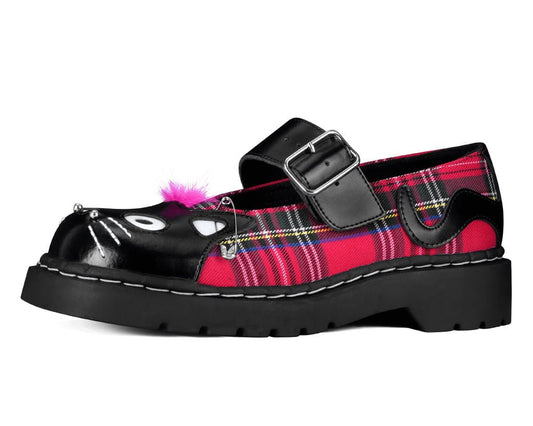 Tartan Punk Rock Kitty Mary Jane Black/ Tartan T.U.K. Shoes