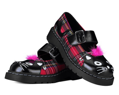 Tartan Punk Rock Kitty Mary Jane Black/ Tartan T.U.K. Shoes