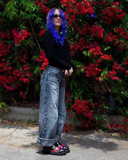 Tartan Punk Rock Kitty Mary Jane Black/ Tartan T.U.K. Shoes