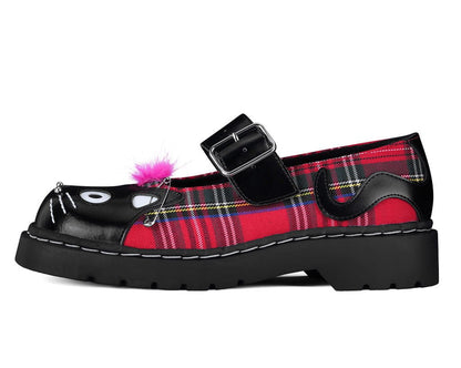 Tartan Punk Rock Kitty Mary Jane Black/ Tartan T.U.K. Shoes