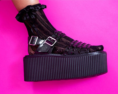 S3382L Black Patent Studded Strato Sandal Black T.U.K. Shoes