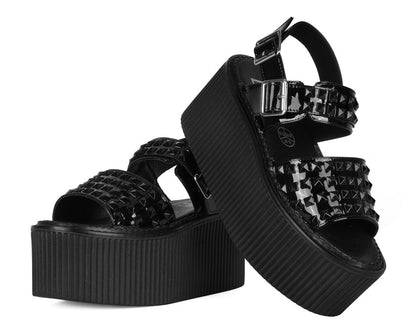 S3382L Black Patent Studded Strato Sandal Black T.U.K. Shoes