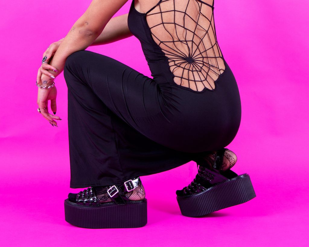 S3382L Black Patent Studded Strato Sandal Black T.U.K. Shoes