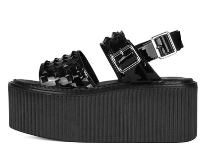 S3382L Black Patent Studded Strato Sandal Black T.U.K. Shoes