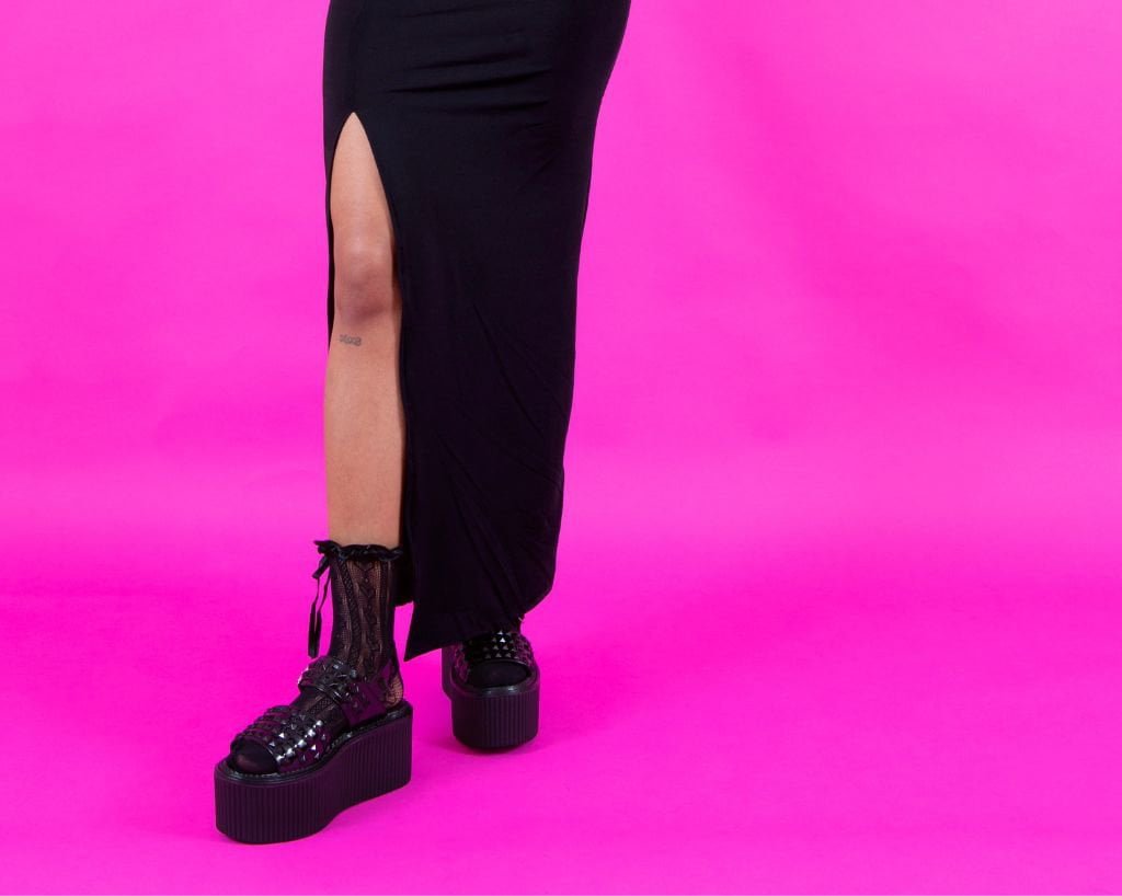 S3382L Black Patent Studded Strato Sandal Black T.U.K. Shoes
