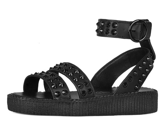 F3384L Black TUKskin Studded Ankle Strap Sandal Black T.U.K. Shoes