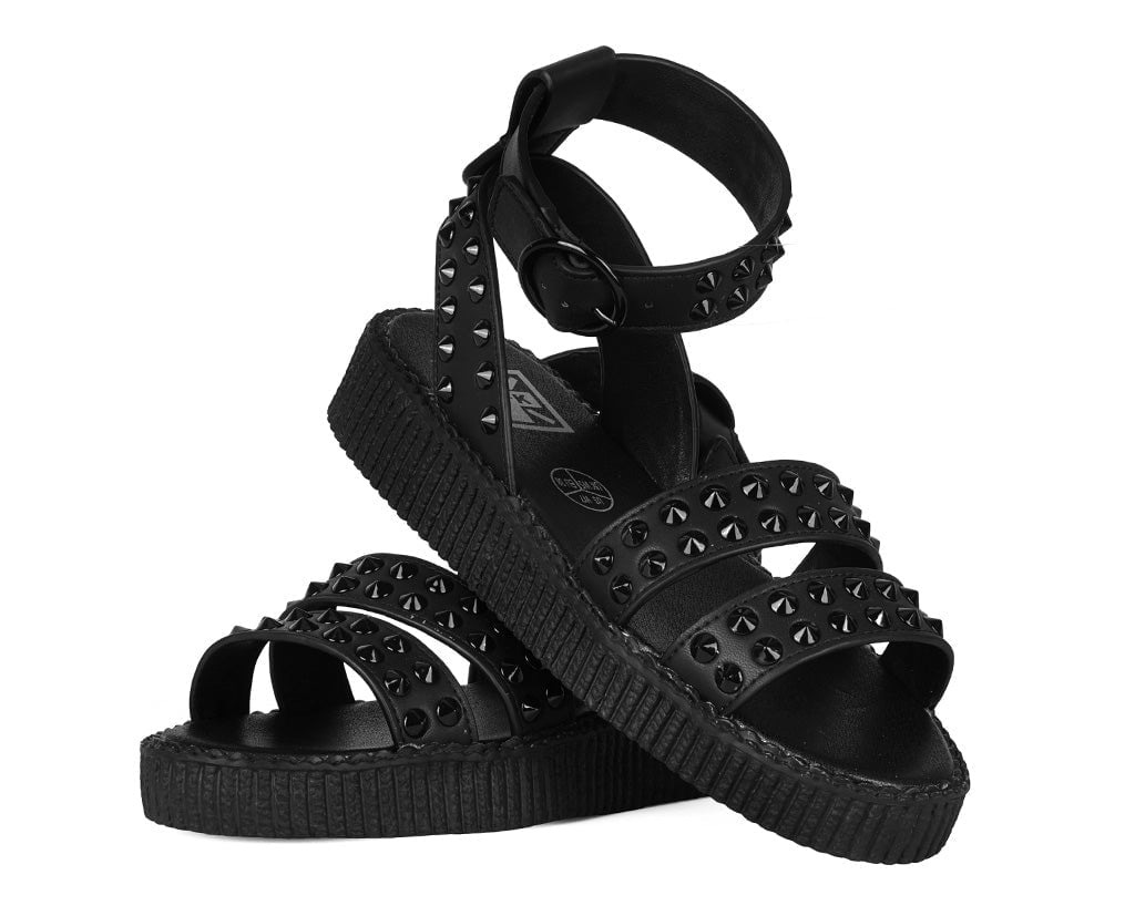 F3384L Black TUKskin Studded Ankle Strap Sandal Black T.U.K. Shoes