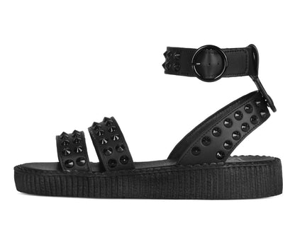 F3384L Black TUKskin Studded Ankle Strap Sandal Black T.U.K. Shoes