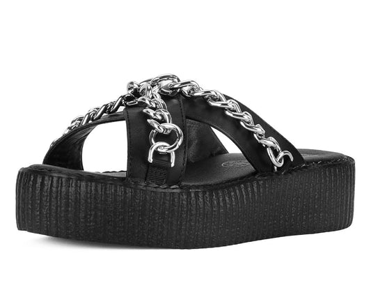 V3346L Black TUKskin Chain Strap Viva Mondo Sandal Black T.U.K. Shoes
