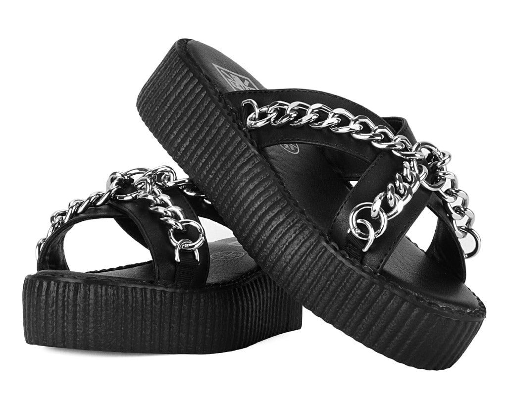 V3346L Black TUKskin Chain Strap Viva Mondo Sandal Black T.U.K. Shoes