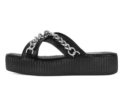 V3346L Black TUKskin Chain Strap Viva Mondo Sandal Black T.U.K. Shoes