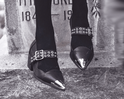 A3289L Black TUKskin Cuban Heel Mary Jane Black T.U.K. Shoes