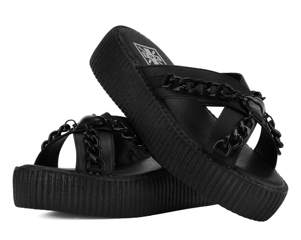 Black TUKskin Heart Chain Viva Mondo Sandal Black T.U.K. Shoes