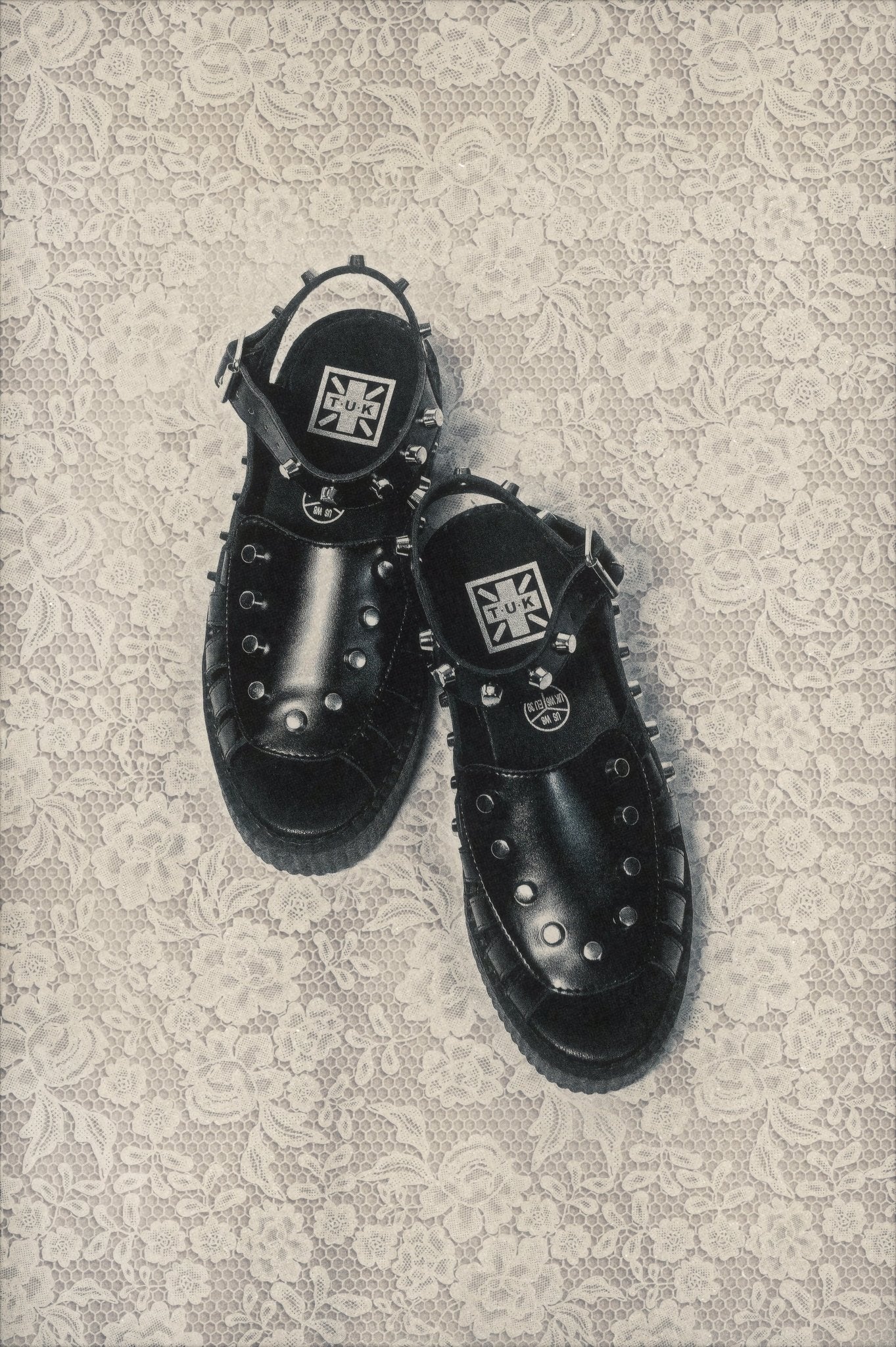 Black Leather Flat Studded Viva Mondo Sandal Black T.U.K. Shoes