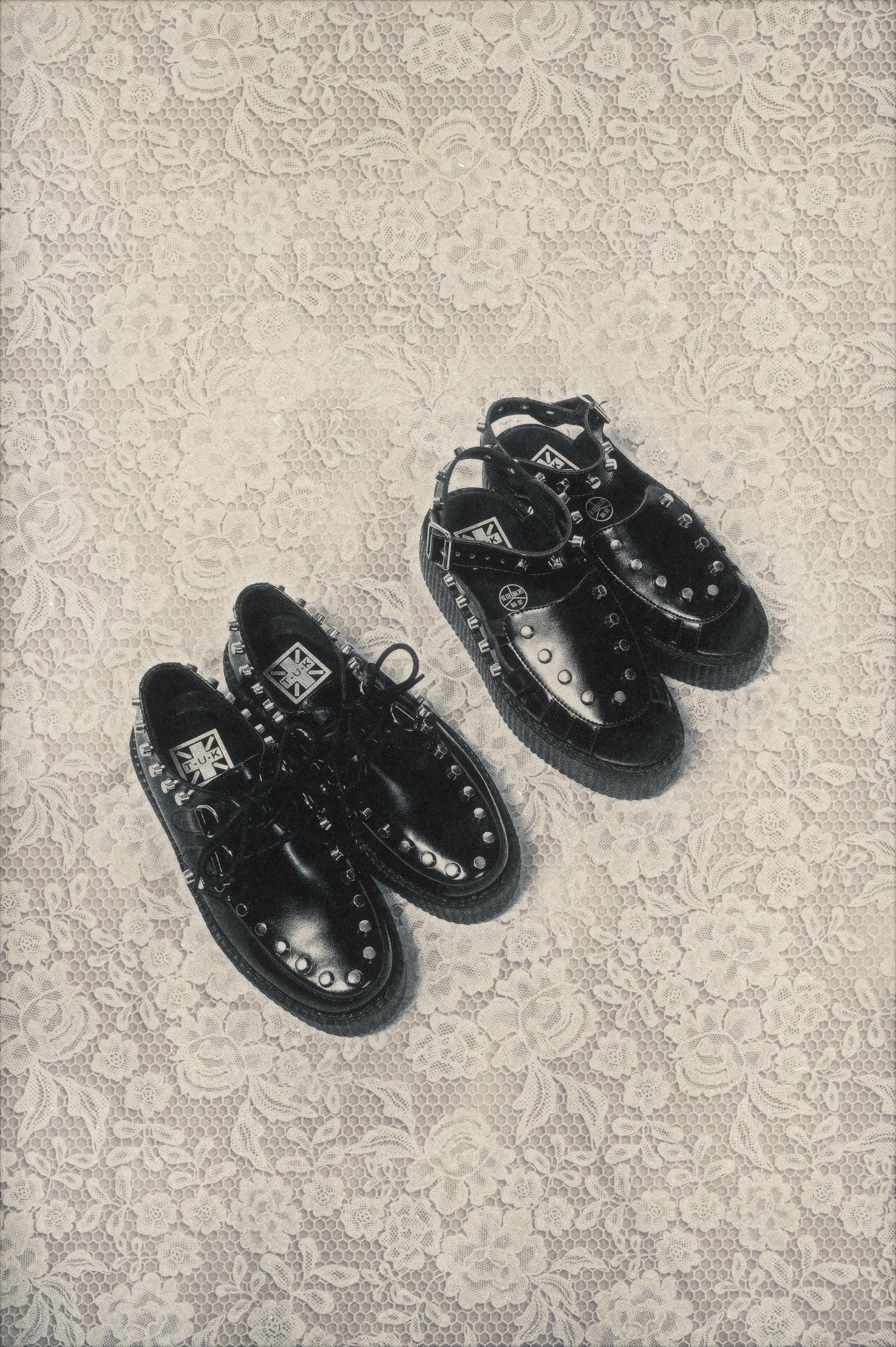 Black Leather Flat Studded Viva Mondo Sandal Black T.U.K. Shoes