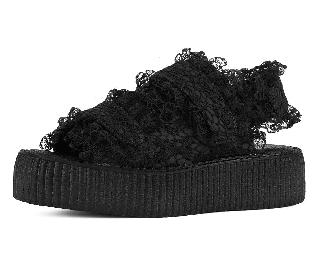 Black Ruffle Viva Mondo Sandal Black T.U.K. Shoes
