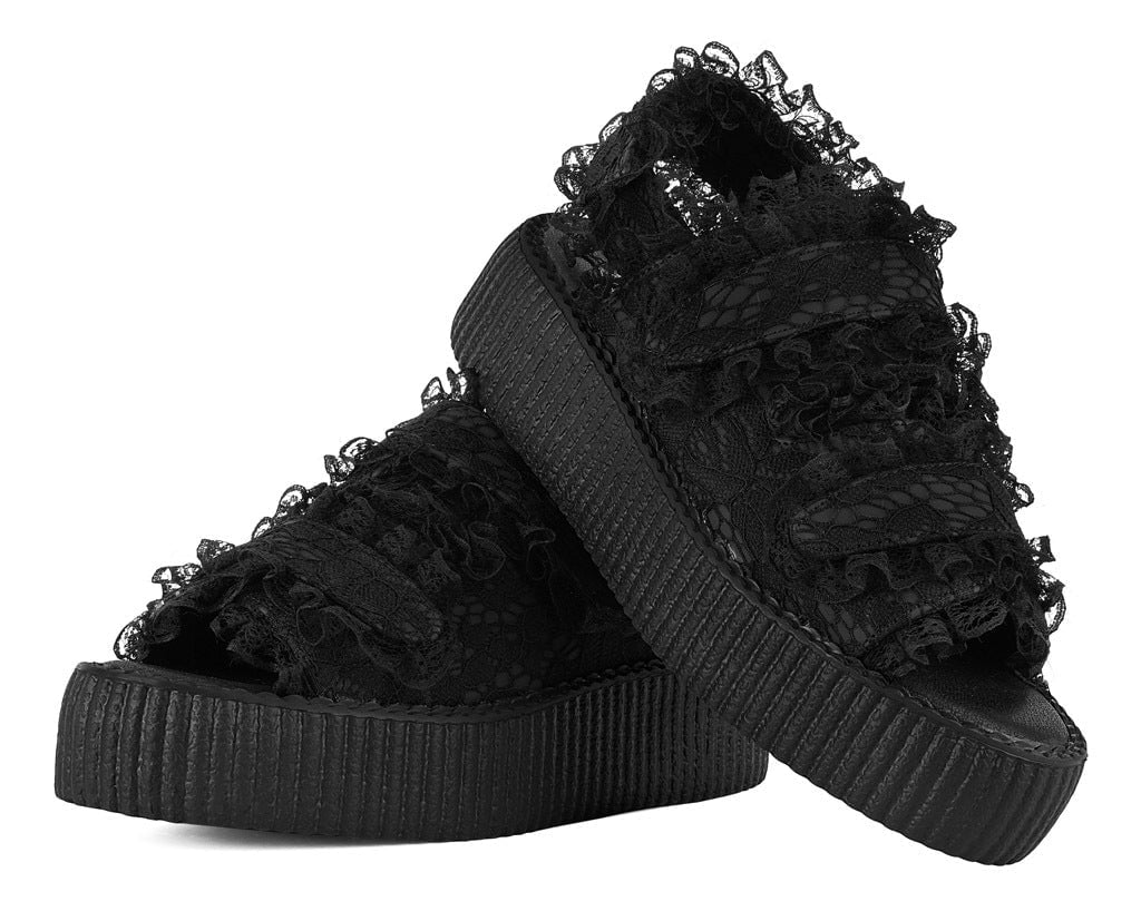 Black Ruffle Viva Mondo Sandal Black T.U.K. Shoes