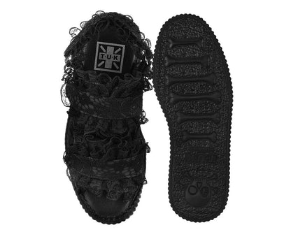Black Ruffle Viva Mondo Sandal Black T.U.K. Shoes