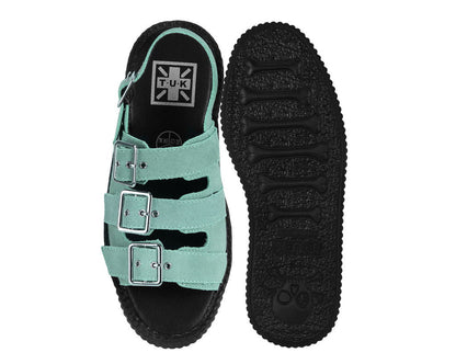 Pale Blue Suede 3 - Buckle Mondo Sandal Paleblue T.U.K. Shoes