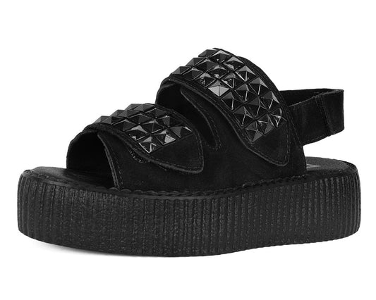 V3254L Black Suede Velcro Studded Sandal Black T.U.K. Shoes