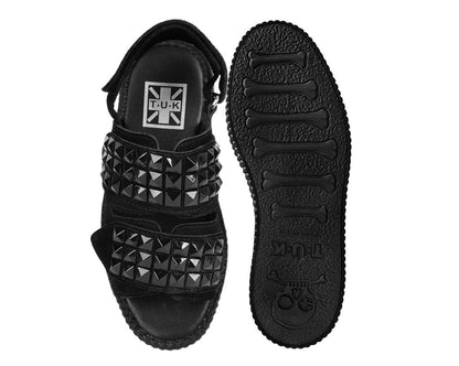 V3254L Black Suede Velcro Studded Sandal Black T.U.K. Shoes