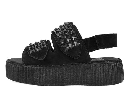 V3254L Black Suede Velcro Studded Sandal Black T.U.K. Shoes