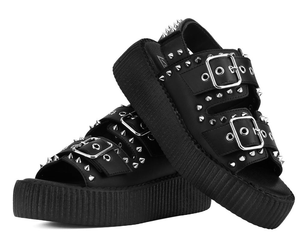V3477L Black TUKskin Studded Viva Mondo Sandal Black T.U.K. Shoes