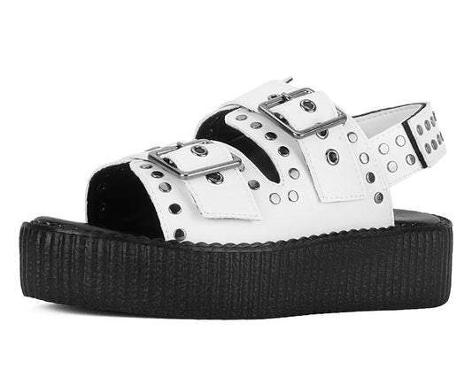 V3345L White TUKskin Flat Stud Viva Mondo Sandal White T.U.K. Shoes