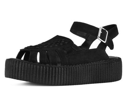 V3462L Black Suede Interlace Viva Mondo Sandal Black T.U.K. Shoes