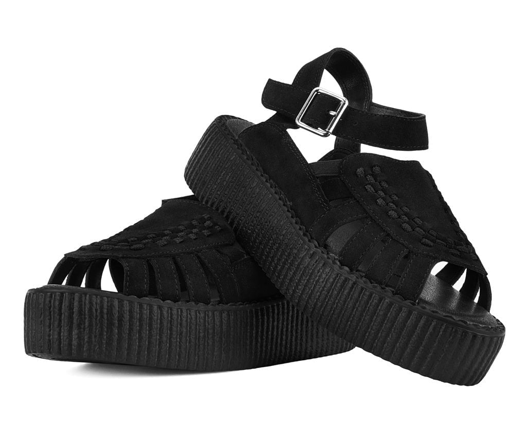 V3462L Black Suede Interlace Viva Mondo Sandal Black T.U.K. Shoes