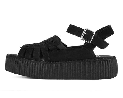 V3462L Black Suede Interlace Viva Mondo Sandal Black T.U.K. Shoes