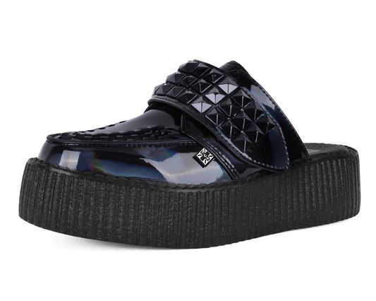 V3261L Black Rainbow Haze Studded Creeper Mule Black T.U.K. Shoes