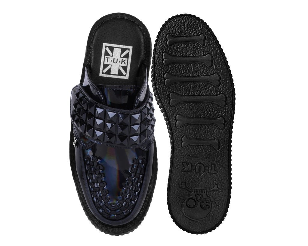 V3261L Black Rainbow Haze Studded Creeper Mule Black T.U.K. Shoes
