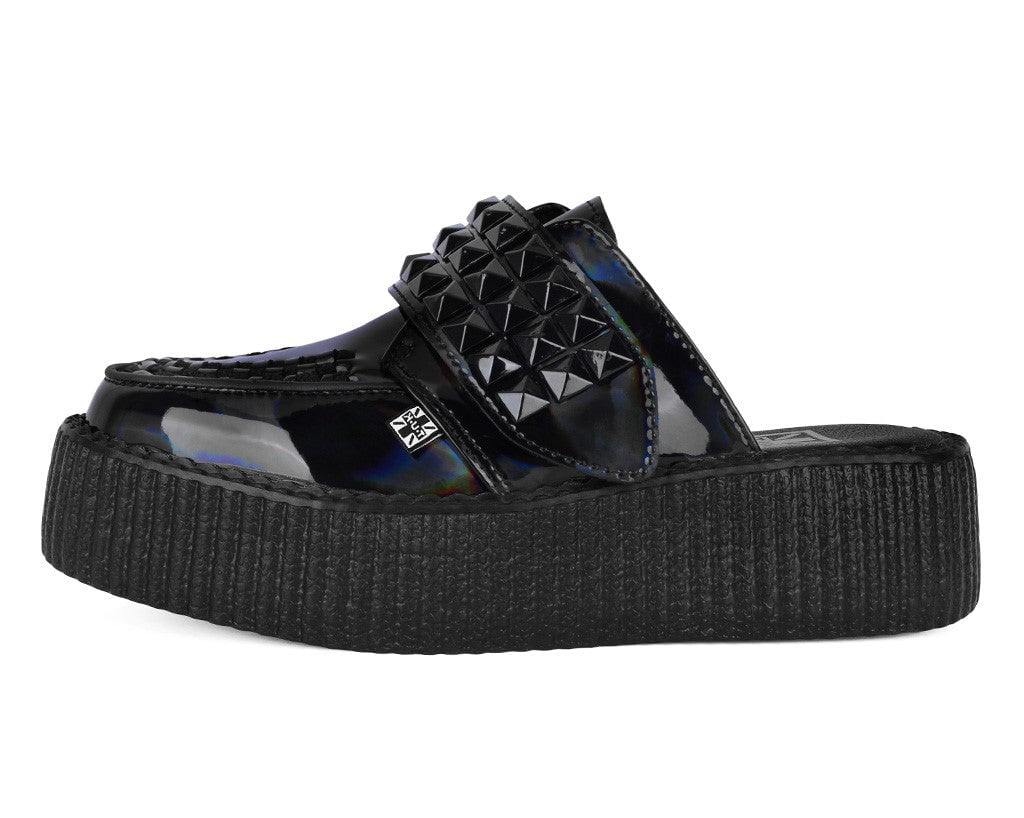 V3261L Black Rainbow Haze Studded Creeper Mule Black T.U.K. Shoes