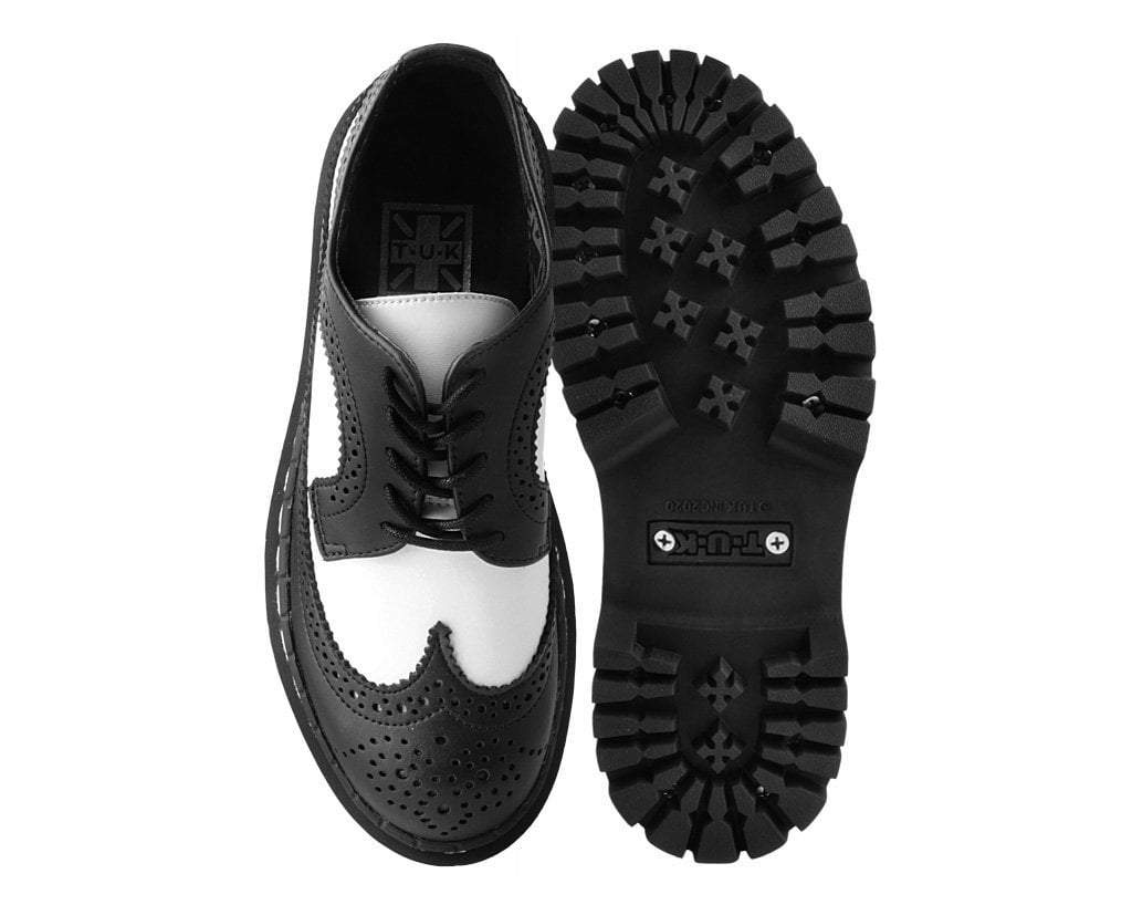 A9885 Black & White Double Decker Brogue Black/White T.U.K. Shoes