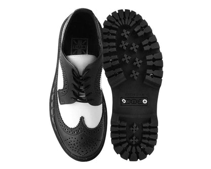 A9885 Black & White Double Decker Brogue Black/White T.U.K. Shoes