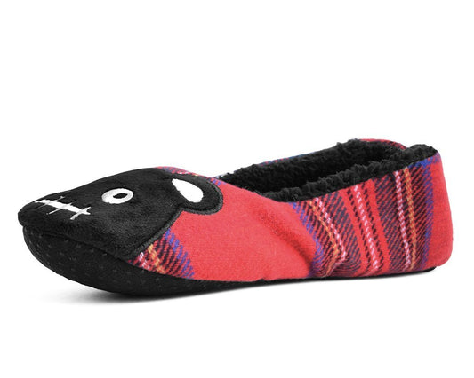 SL05 Tartan Punk Rock Panda Slipper Red T.U.K. Shoes