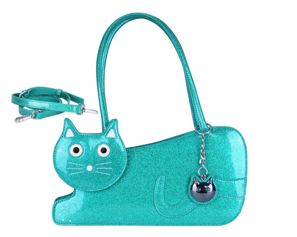 Teal Glitter Kitty Handbag  T.U.K. Shoes