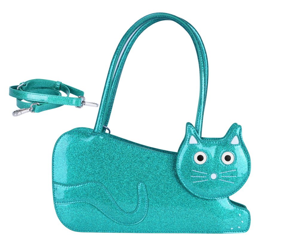 Teal Glitter Kitty Handbag  T.U.K. Shoes