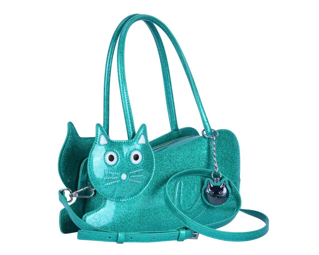 Teal Glitter Kitty Handbag  T.U.K. Shoes