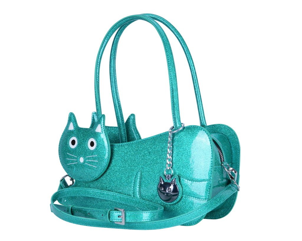 Teal Glitter Kitty Handbag  T.U.K. Shoes