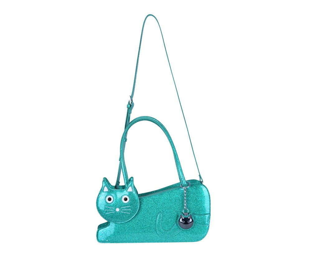 Teal Glitter Kitty Handbag  T.U.K. Shoes