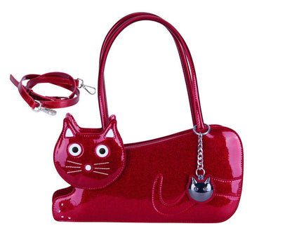 Red Glitter Kitty Handbag  T.U.K. Shoes