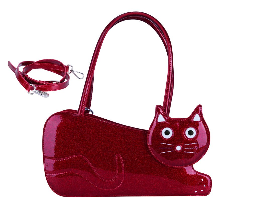 Red Glitter Kitty Handbag  T.U.K. Shoes