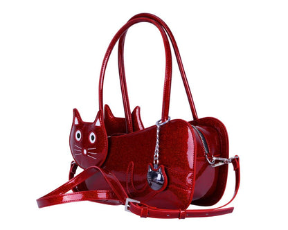 Red Glitter Kitty Handbag  T.U.K. Shoes